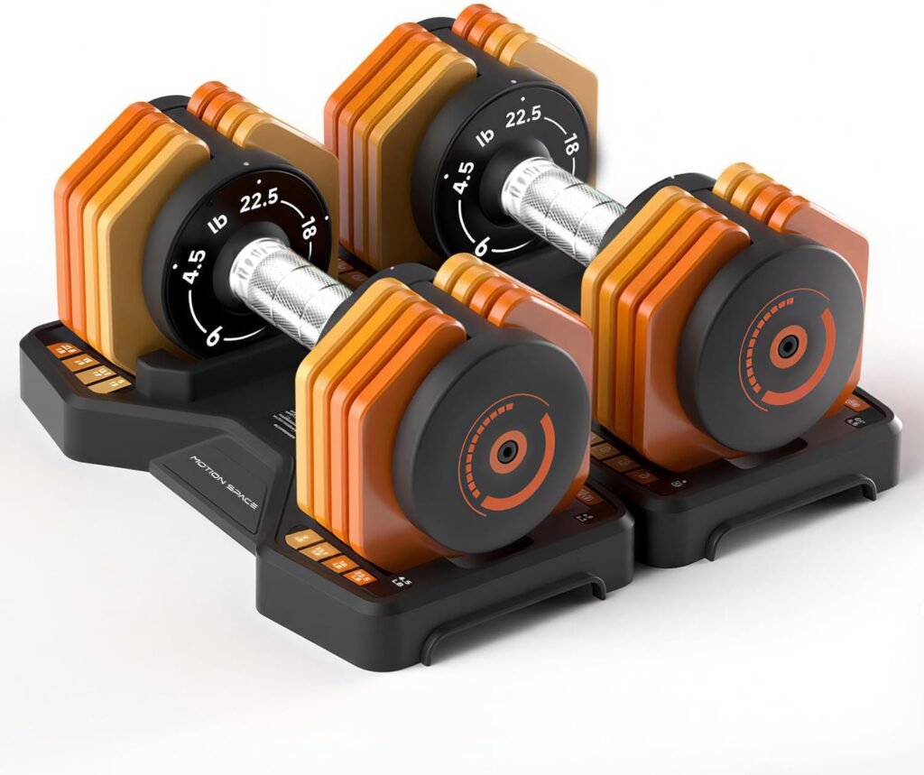 Adjustable Dumbbells Set 22.5LB Pair, 1-Sec Fast Adjustable Free Weights, Premium Comfort Non-slip Metal Handle, Compact Size for Full Body Home Workout