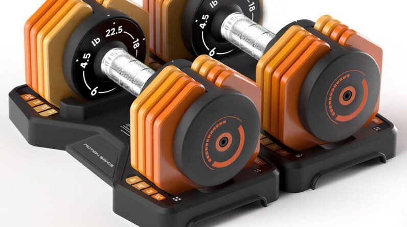 Adjustable Dumbbells Set 22.5LB Pair, 1-Sec Fast Adjustable Free Weights, Premium Comfort Non-slip Metal Handle, Compact Size for Full Body Home Workout