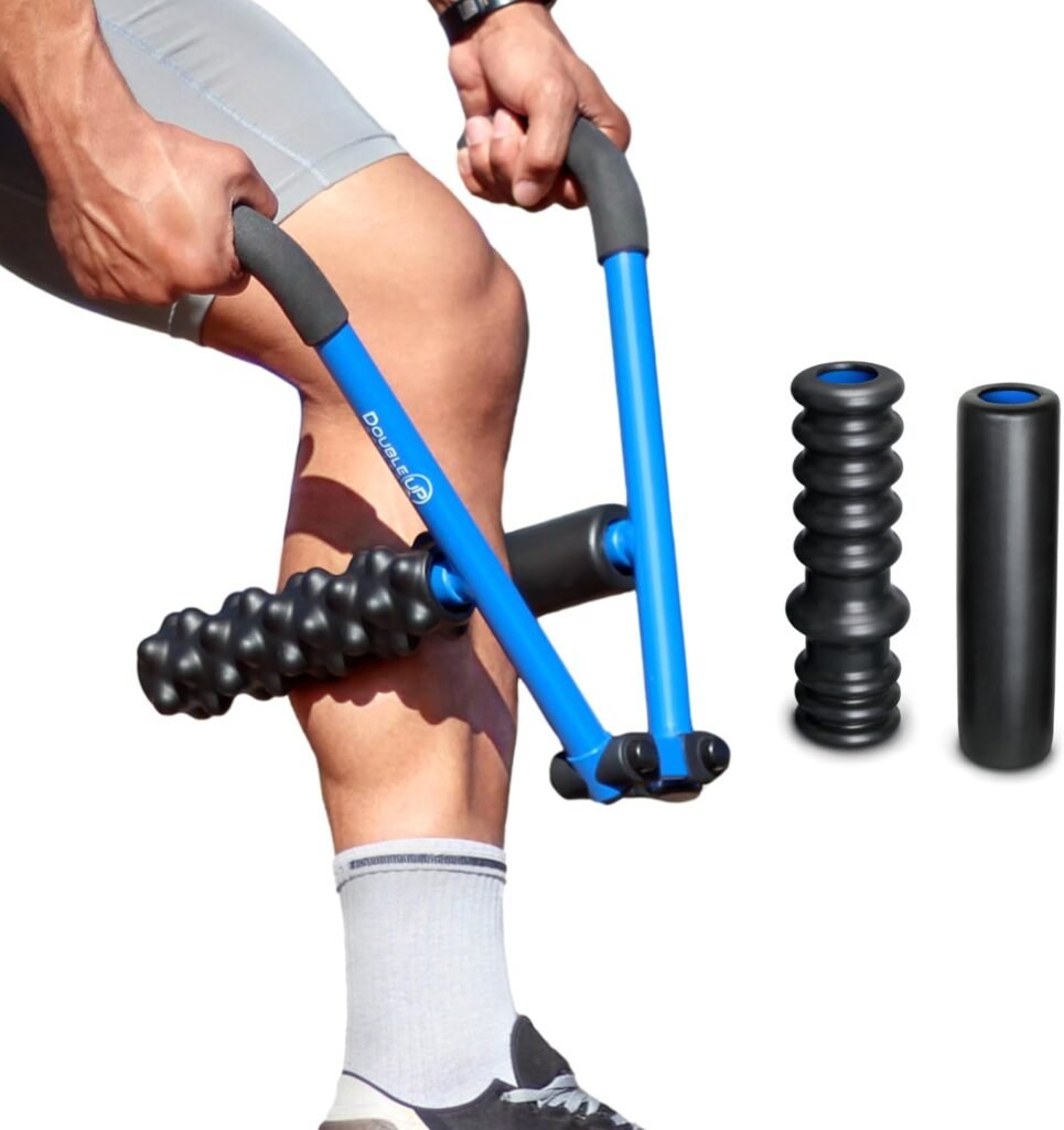 DoubleUP Roller D4 Leg & Arm Massager, Metal Frame + Rollers, Blue