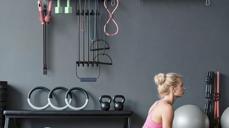 KHAMAL Multi-Purpose Gym Equipment Storage Rack for Resistance Bands