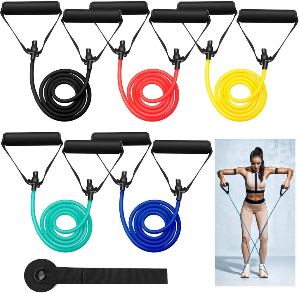 Leyndo Pcs Exercise Resistance Bands with Handles, 5-Level