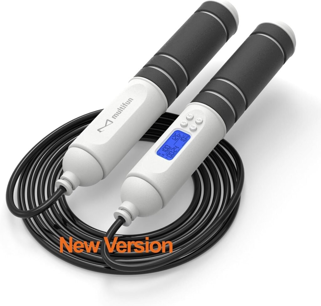multifun Smart Digital Jump Rope with Counter - Speed Skipping Rope for Fitness, CrossFit & Double Unders -/3 CoG Balance, Anti-Slip Handles for Men Women (2026 One-Click Snap,Self-Locking)