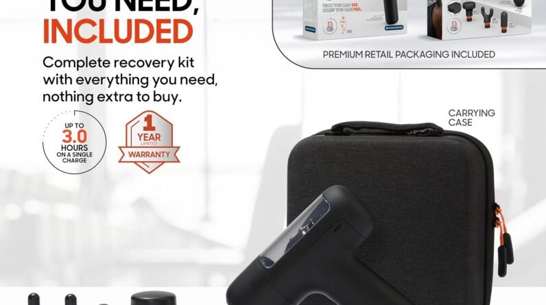 Sharper Image Powerboost Circuit Premium Deep Tissue Percussion Massage Gun