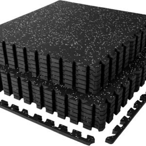 SUPERJARE 1" Extra-Thick Rubber Top Exercise Mat, Gym Flooring for Home Gym