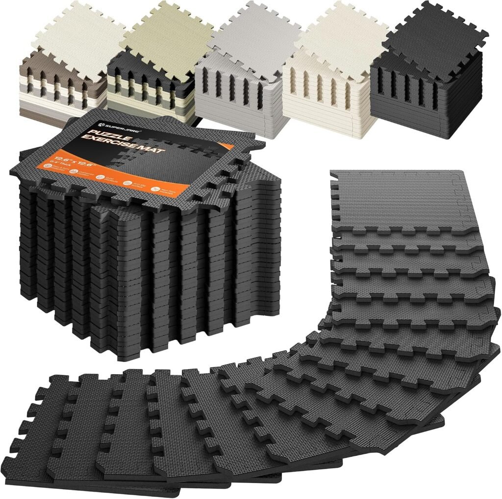 SUPERJARE Gym Floor Mats, EVA Foam Puzzle Exercise Mats, Foam Floor Tiles